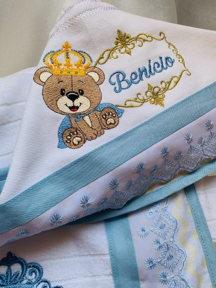 Toalha Bebê Luxo Rei Urso