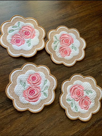 Jogo Porta-Copo Rosas