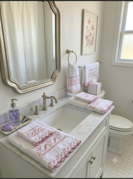 Jogo de lavabo coleção folhas branco